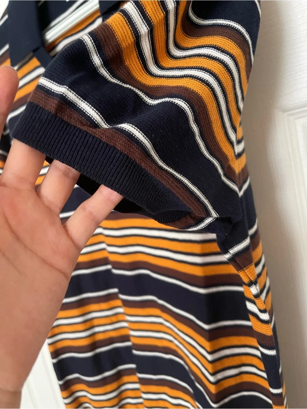 BANANA REPUBLIC 100% COTTON SWEATER POLO NAVY BLUE STRIPES Retro Vibes NEW